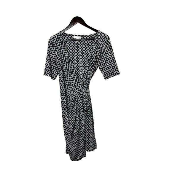 Motherhood Maternity Black Geometric Print Short Sleeve Wrap Dress Womens Medium - Picture 1 of 6